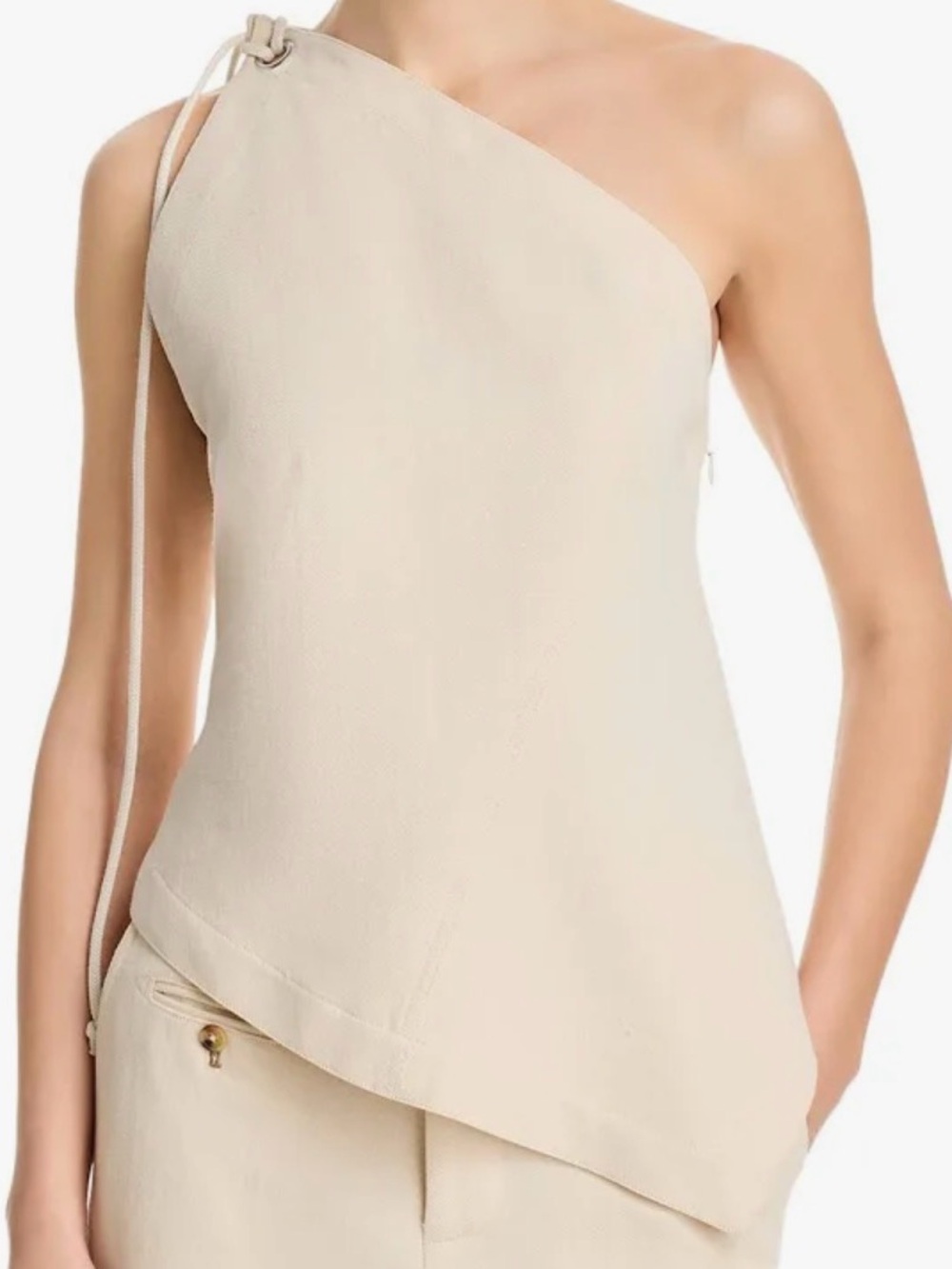 NWT Helmut Lang Asymmetrical Sailor Top in Muslin - Size S